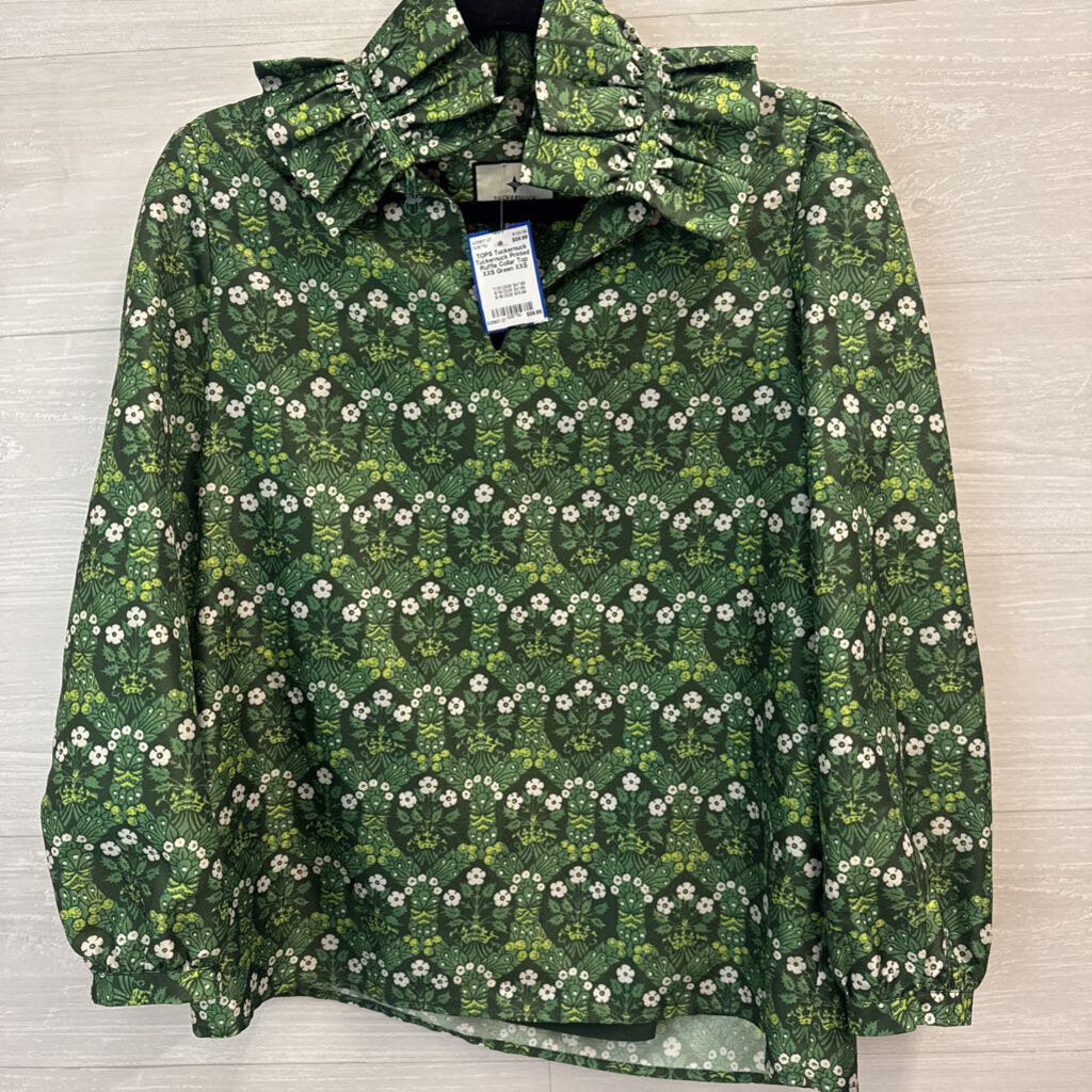 Tuckernuck Printed Ruffle Collar Top XXS
