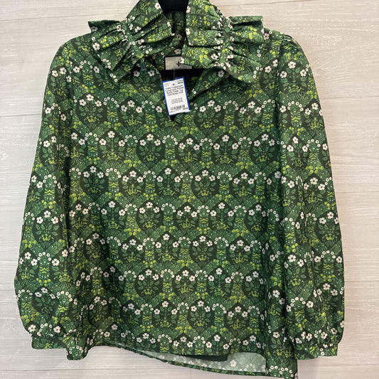 Tuckernuck Printed Ruffle Collar Top XXS
