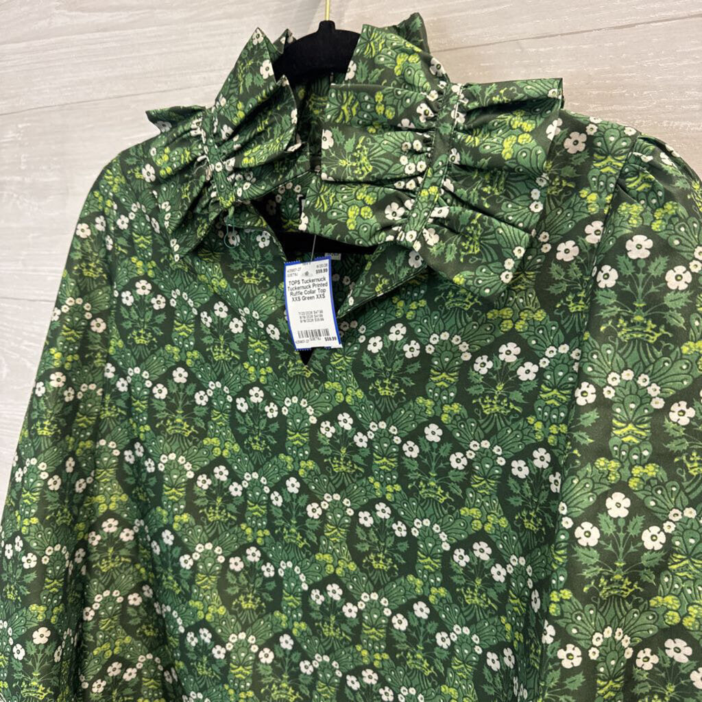 Tuckernuck Printed Ruffle Collar Top XXS