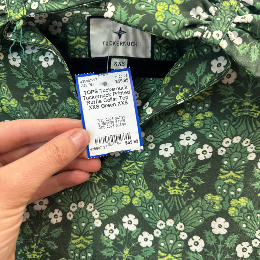 Tuckernuck Printed Ruffle Collar Top XXS