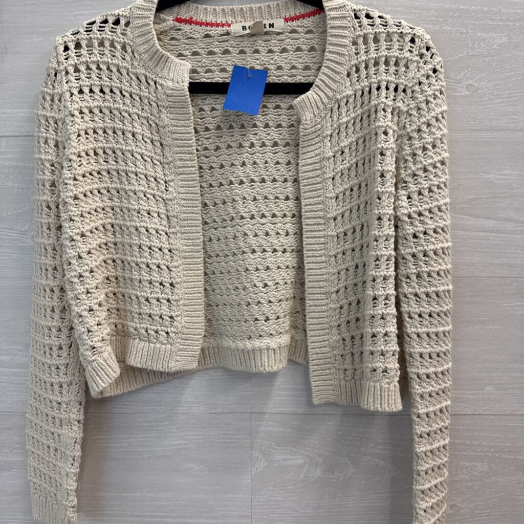 Boden Cream Open Cropped Knit Cardigan Extra Small