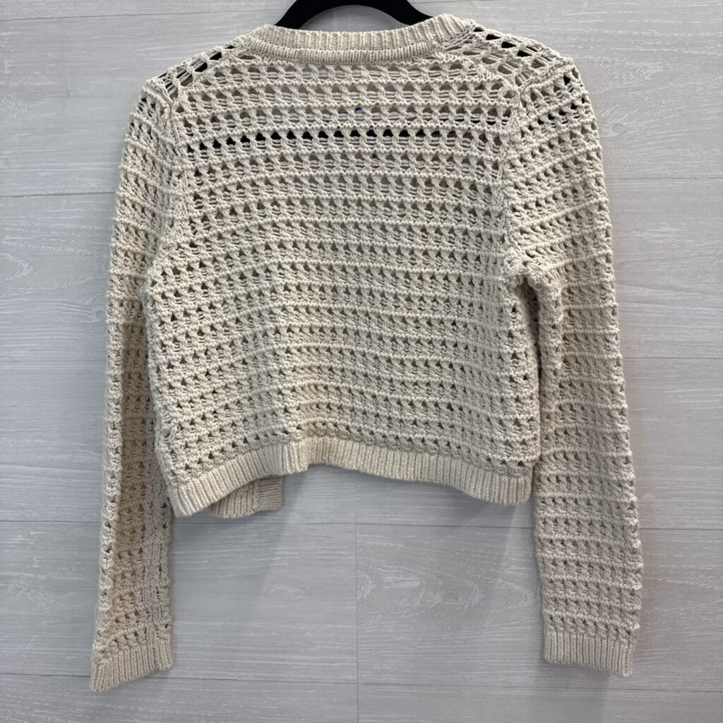 Boden Cream Open Cropped Knit Cardigan Extra Small