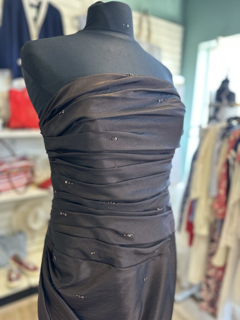 Private Label Occasion Brown Strapless Beaded Dress Medium