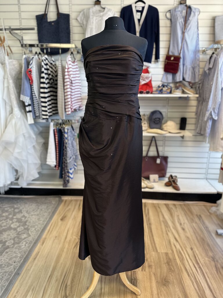 Private Label Occasion Brown Strapless Beaded Dress Medium