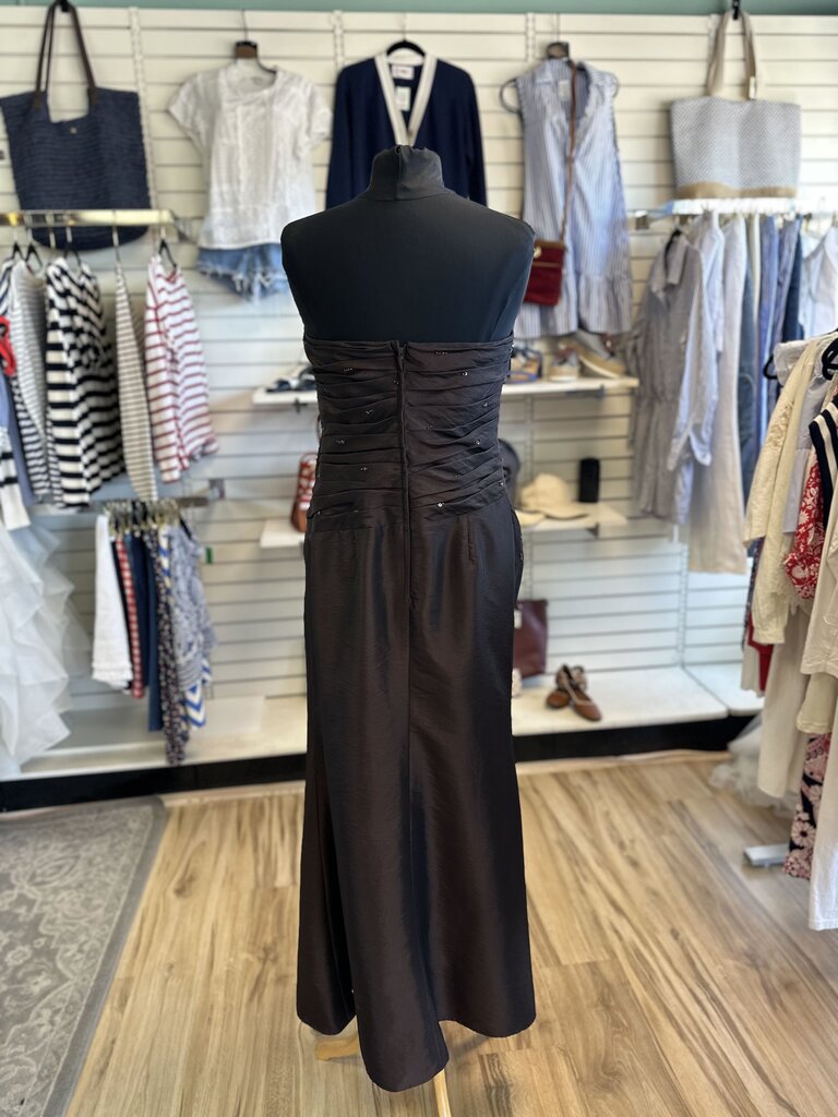Private Label Occasion Brown Strapless Beaded Dress Medium