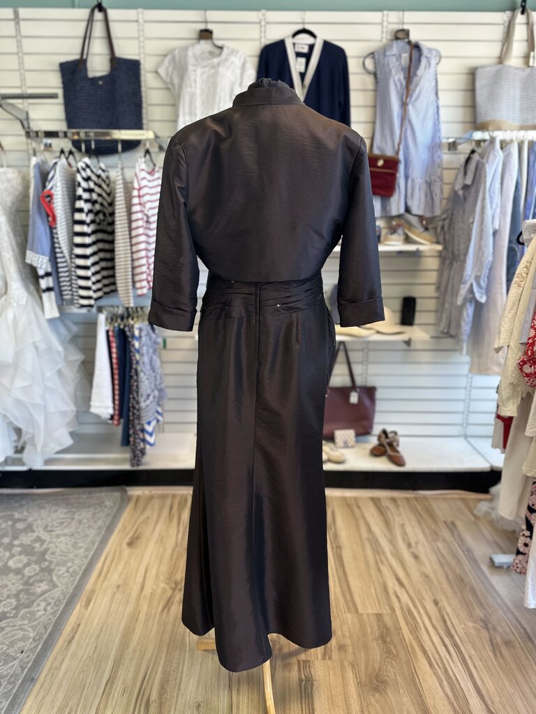Private Label Occasion Brown Strapless Beaded Dress Medium