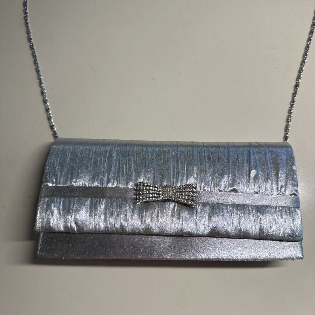 Silver Formal Clutch Purse with Bow