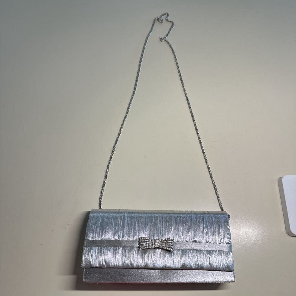 Silver Formal Clutch Purse with Bow