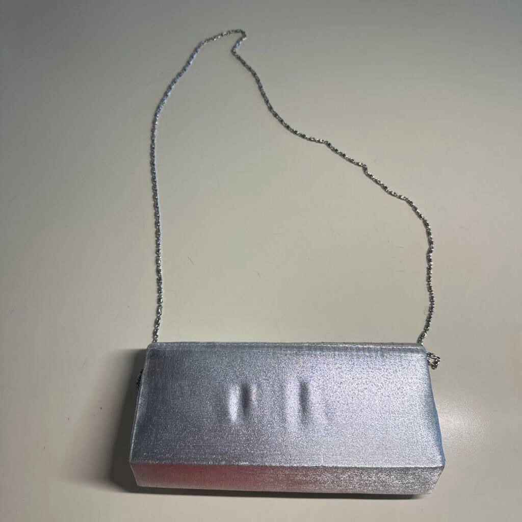 Silver Formal Clutch Purse with Bow