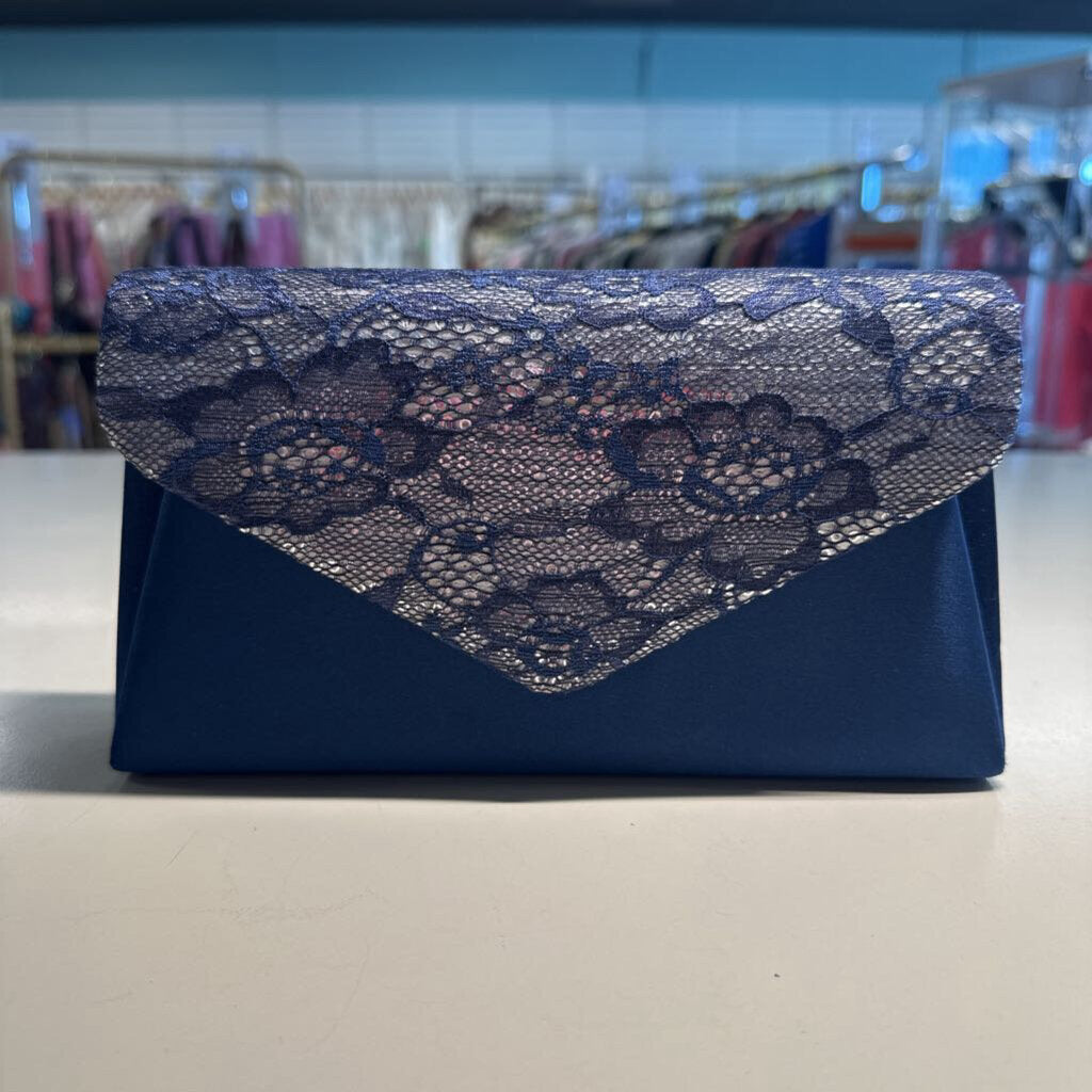 Navy Formal Clutch with Lace