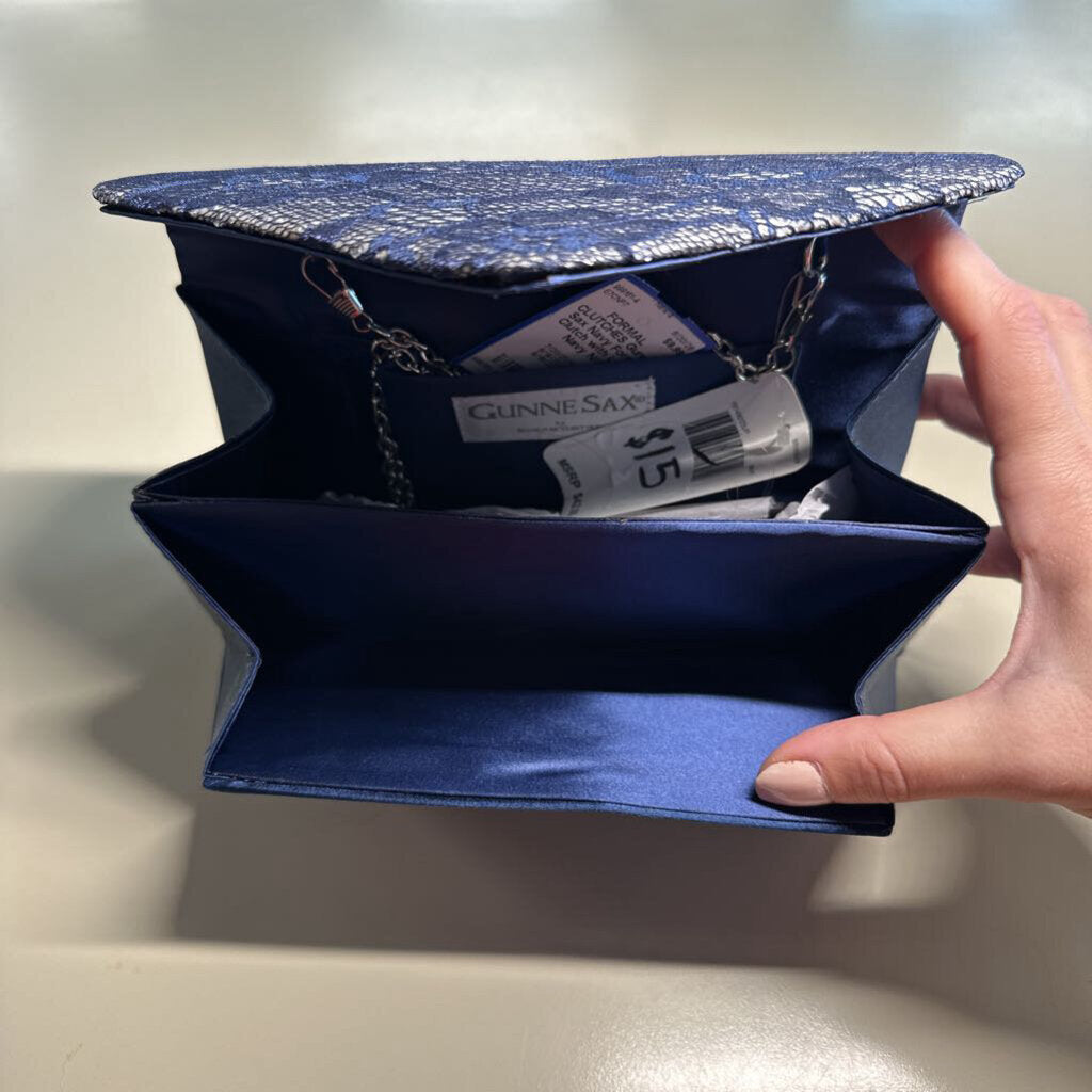 Navy Formal Clutch with Lace