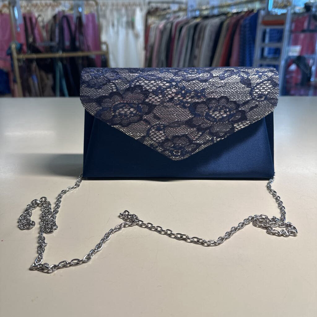 Navy Formal Clutch with Lace