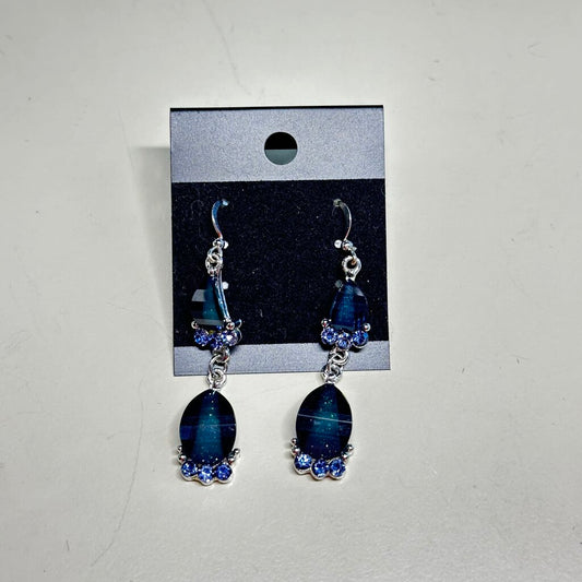 Artisan Style Faceted Dark Blue/Green Earrings