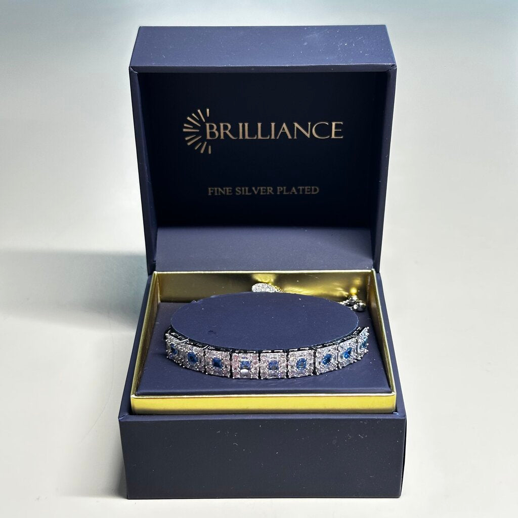 Brilliance Blue/Clear Crystal Tennis Bracelet