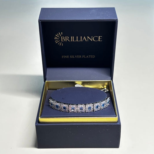 Brilliance Blue/Clear Crystal Tennis Bracelet