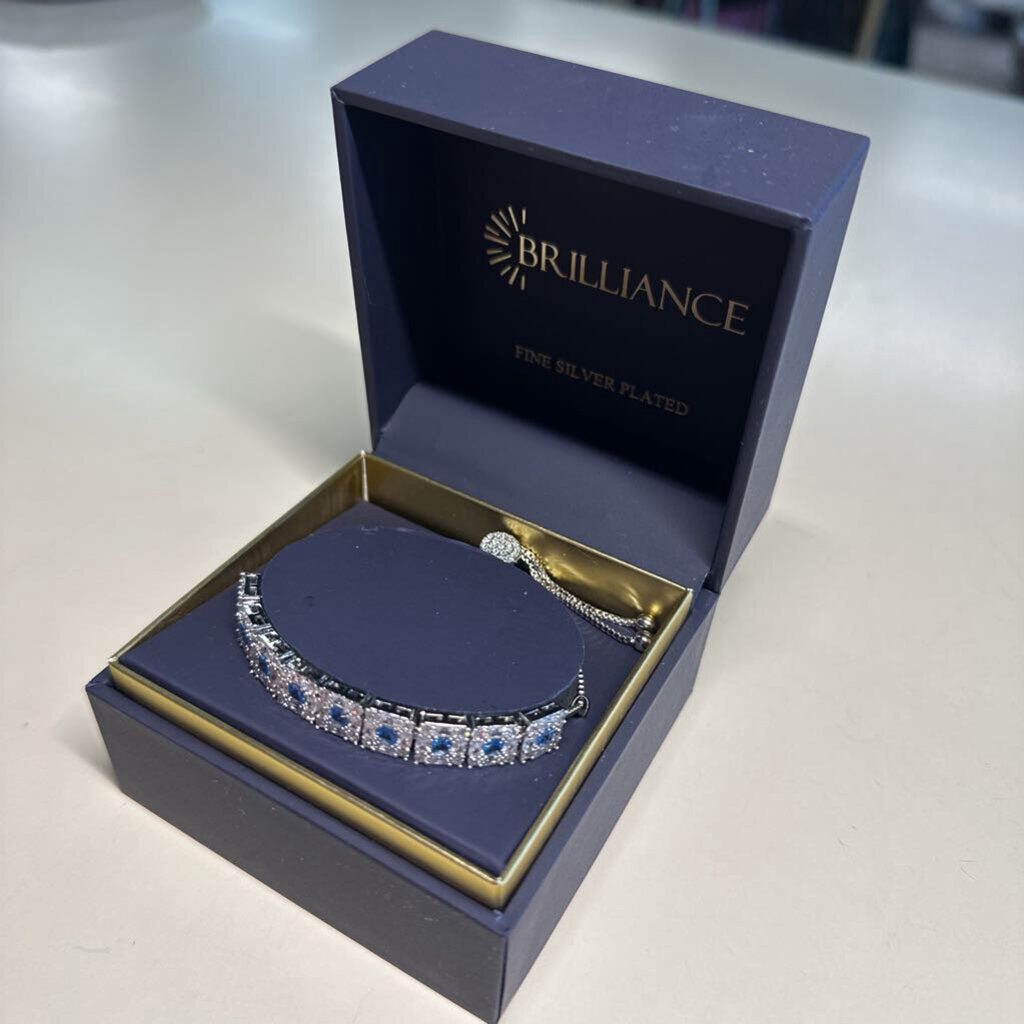 Brilliance Blue/Clear Crystal Tennis Bracelet