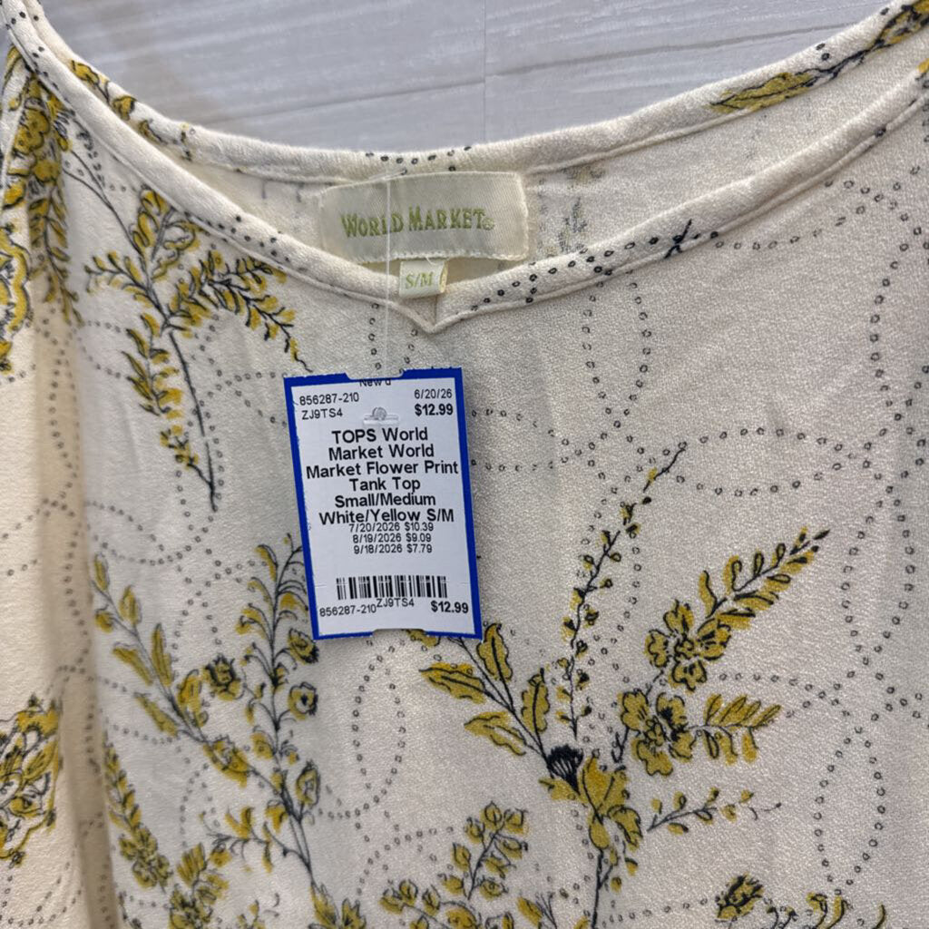 World Market Flower Print Tank Top Small/Medium