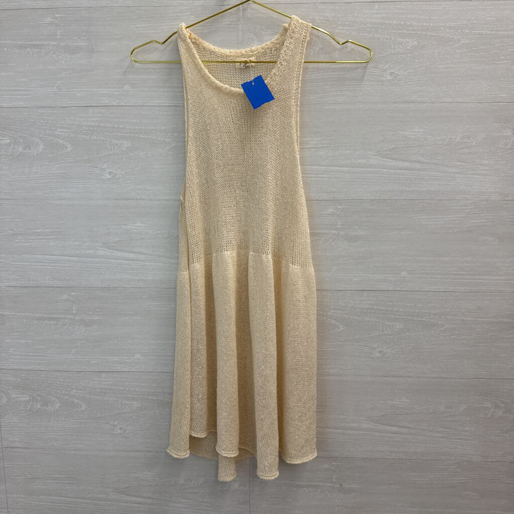 POL Cream Crochet Knit Tank Top Small
