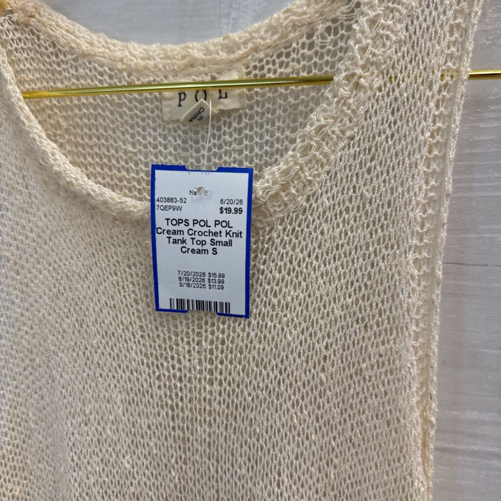 POL Cream Crochet Knit Tank Top Small