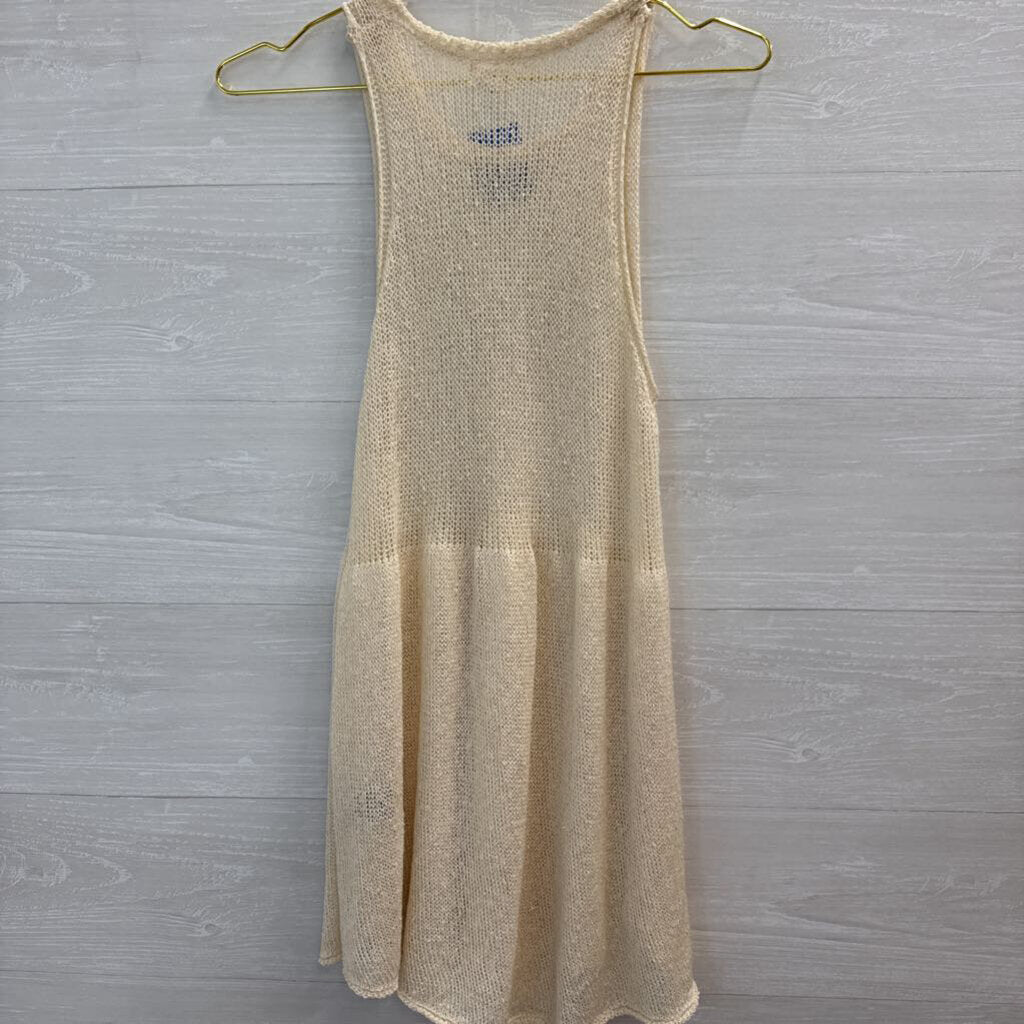 POL Cream Crochet Knit Tank Top Small