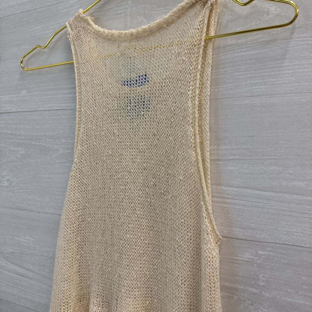 POL Cream Crochet Knit Tank Top Small