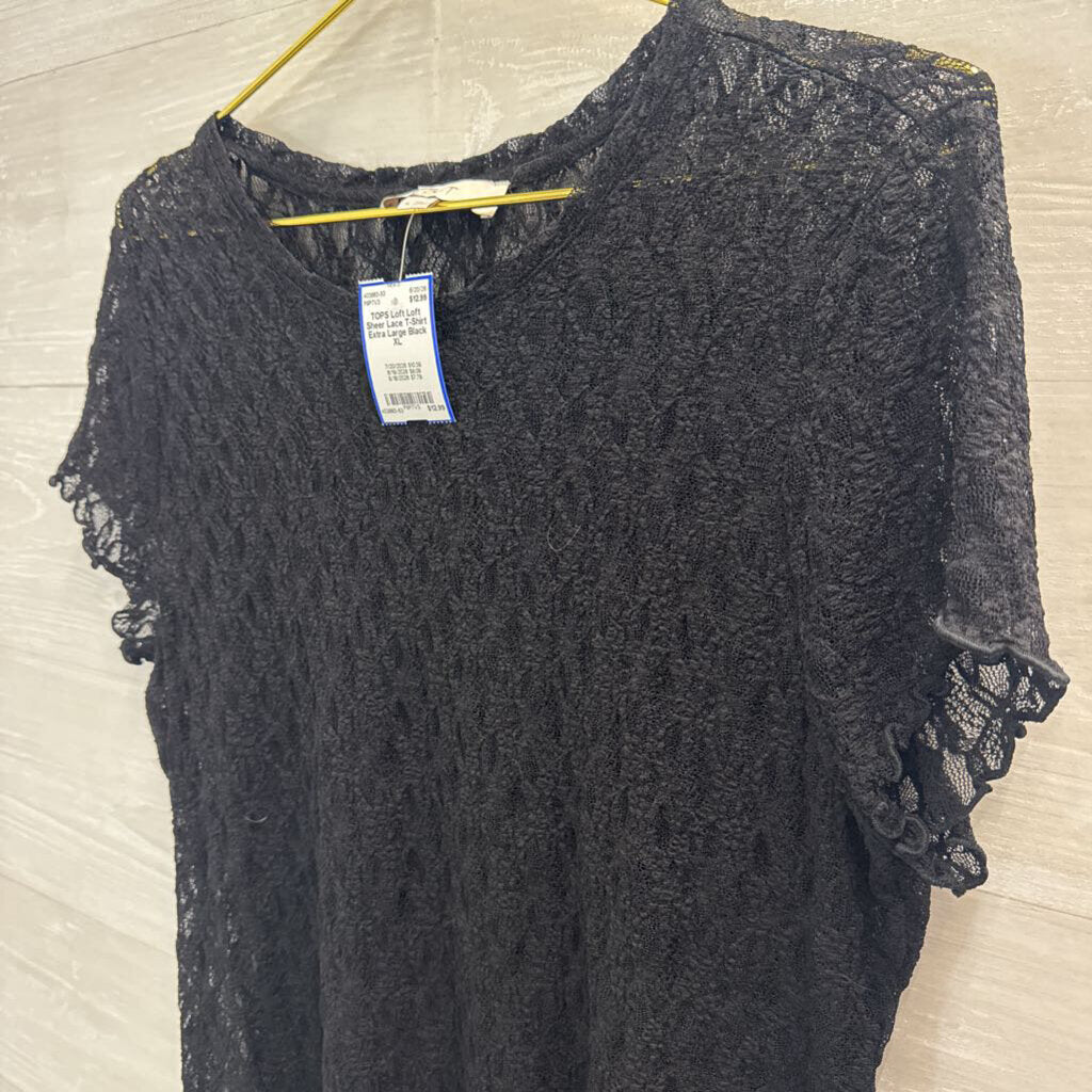 Loft Sheer Lace T-Shirt Extra Large
