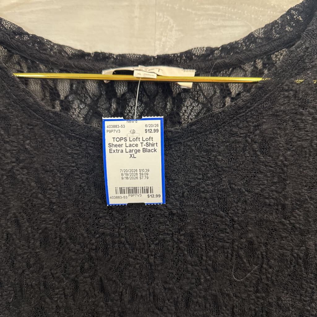 Loft Sheer Lace T-Shirt Extra Large