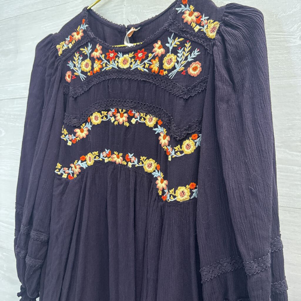 Free People Pasadena Floral Embroidered Dress Extra Small