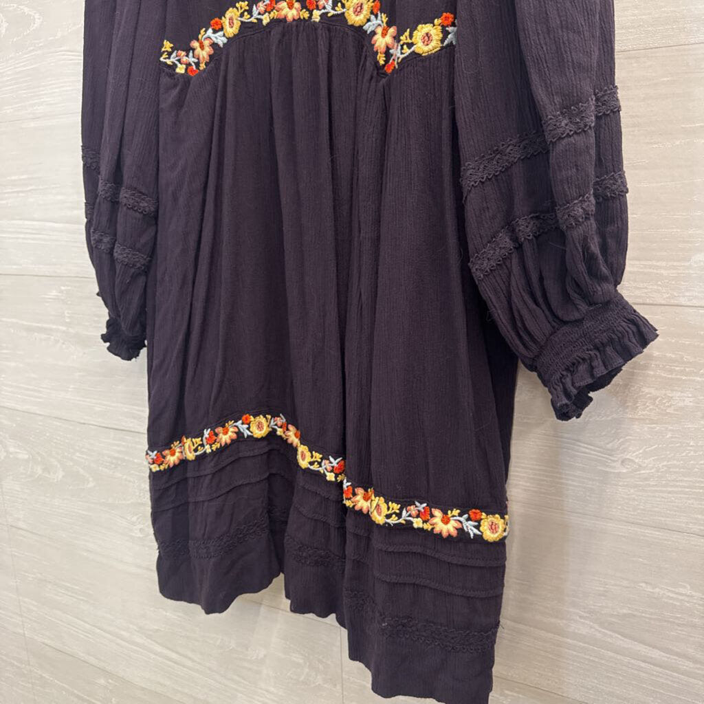 Free People Pasadena Floral Embroidered Dress Extra Small