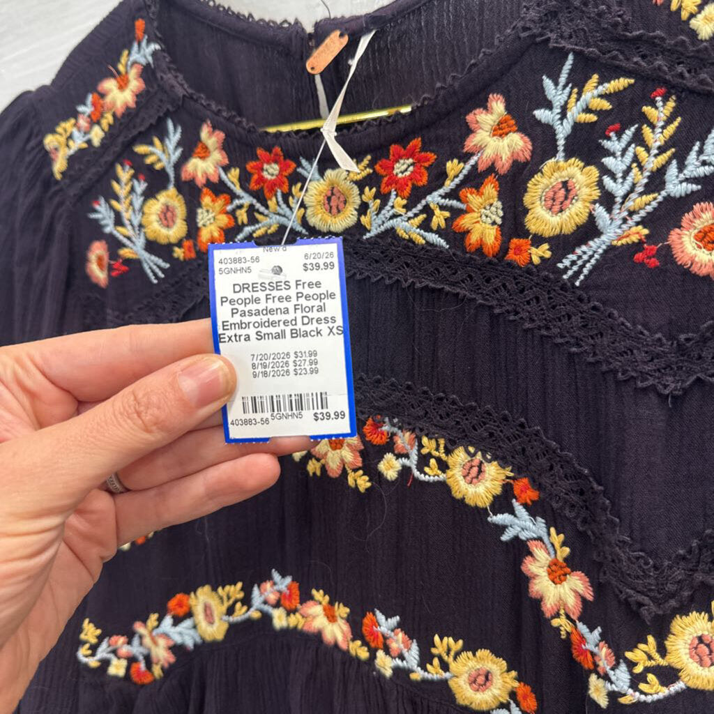Free People Pasadena Floral Embroidered Dress Extra Small