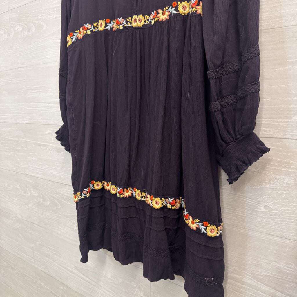 Free People Pasadena Floral Embroidered Dress Extra Small