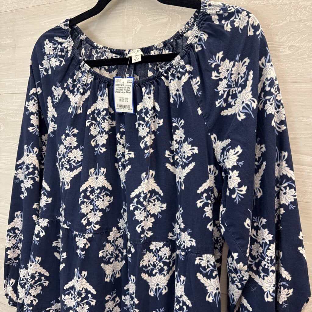 J. Crew Off The Shoulder Printed Dress Large