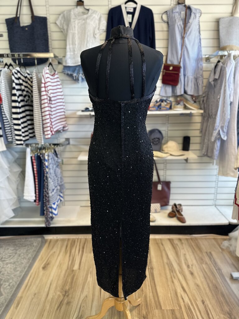 Laurence Kazar High Neck Beaded Long Formal Medium