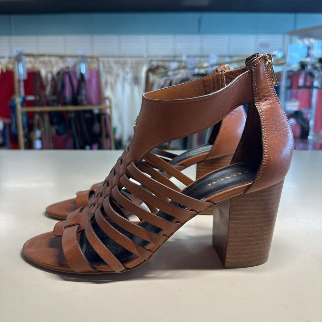 Coach Leather Stacked Heel 10.0