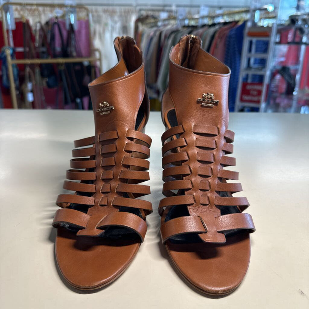 Coach Leather Stacked Heel 10.0