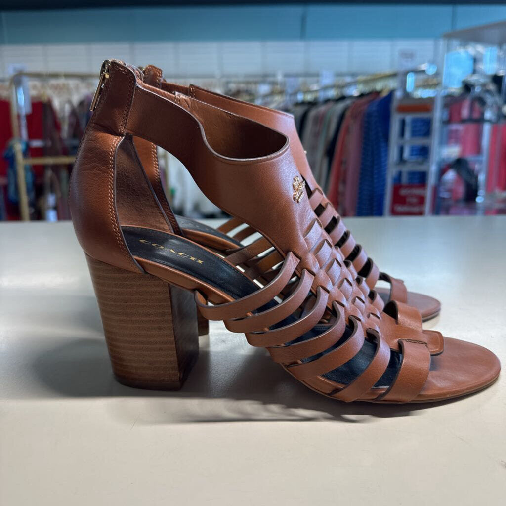 Coach Leather Stacked Heel 10.0
