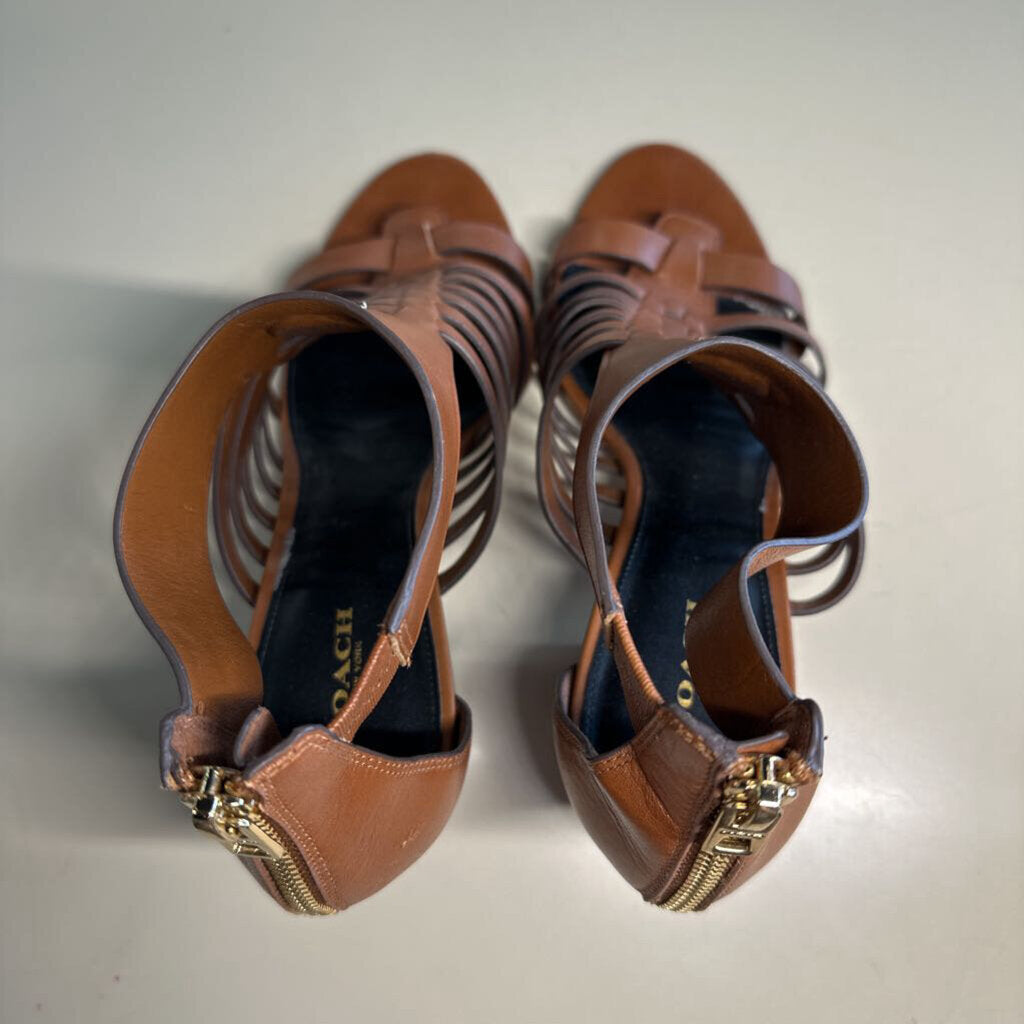 Coach Leather Stacked Heel 10.0