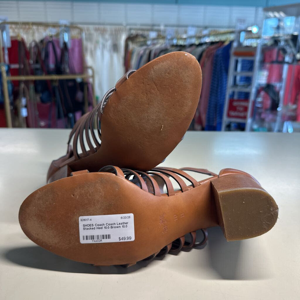 Coach Leather Stacked Heel 10.0