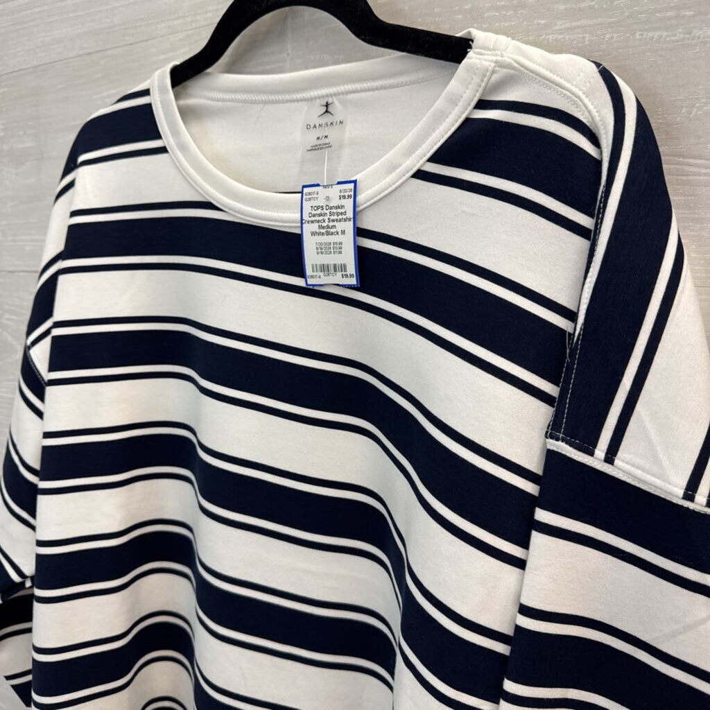 Danskin Striped Crewneck Sweatshirt Medium