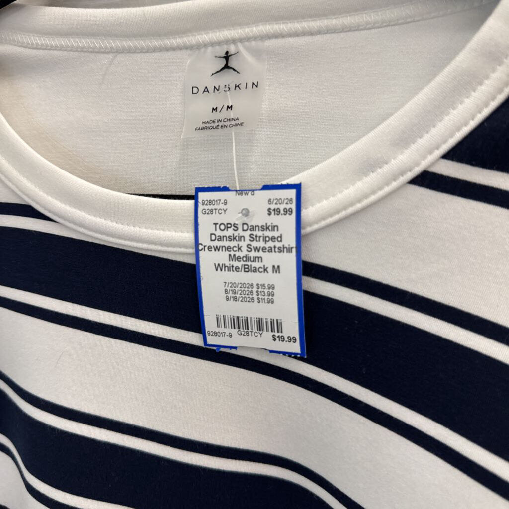 Danskin Striped Crewneck Sweatshirt Medium