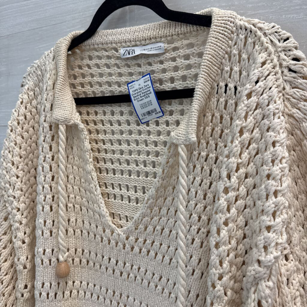 Zara Oversized Crochet Nautical Sweater Extra Small/Small