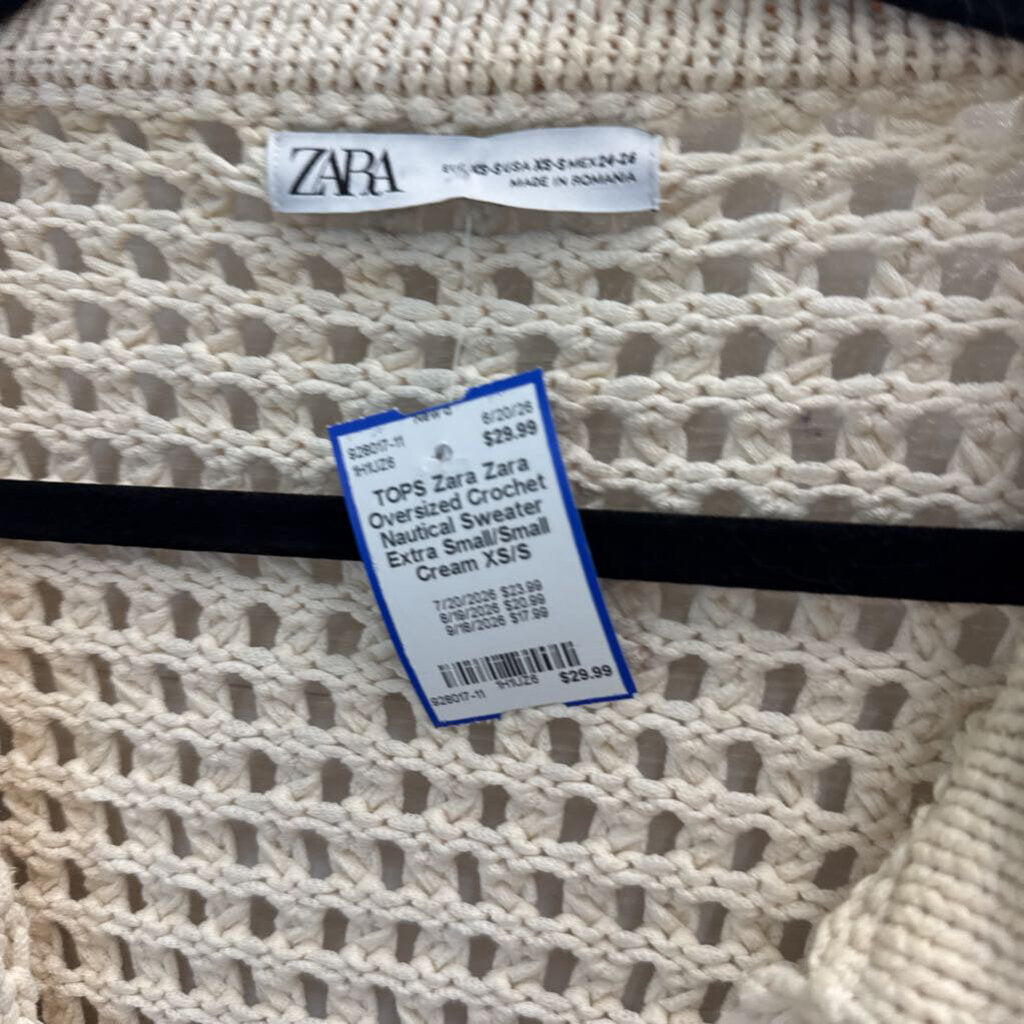 Zara Oversized Crochet Nautical Sweater Extra Small/Small