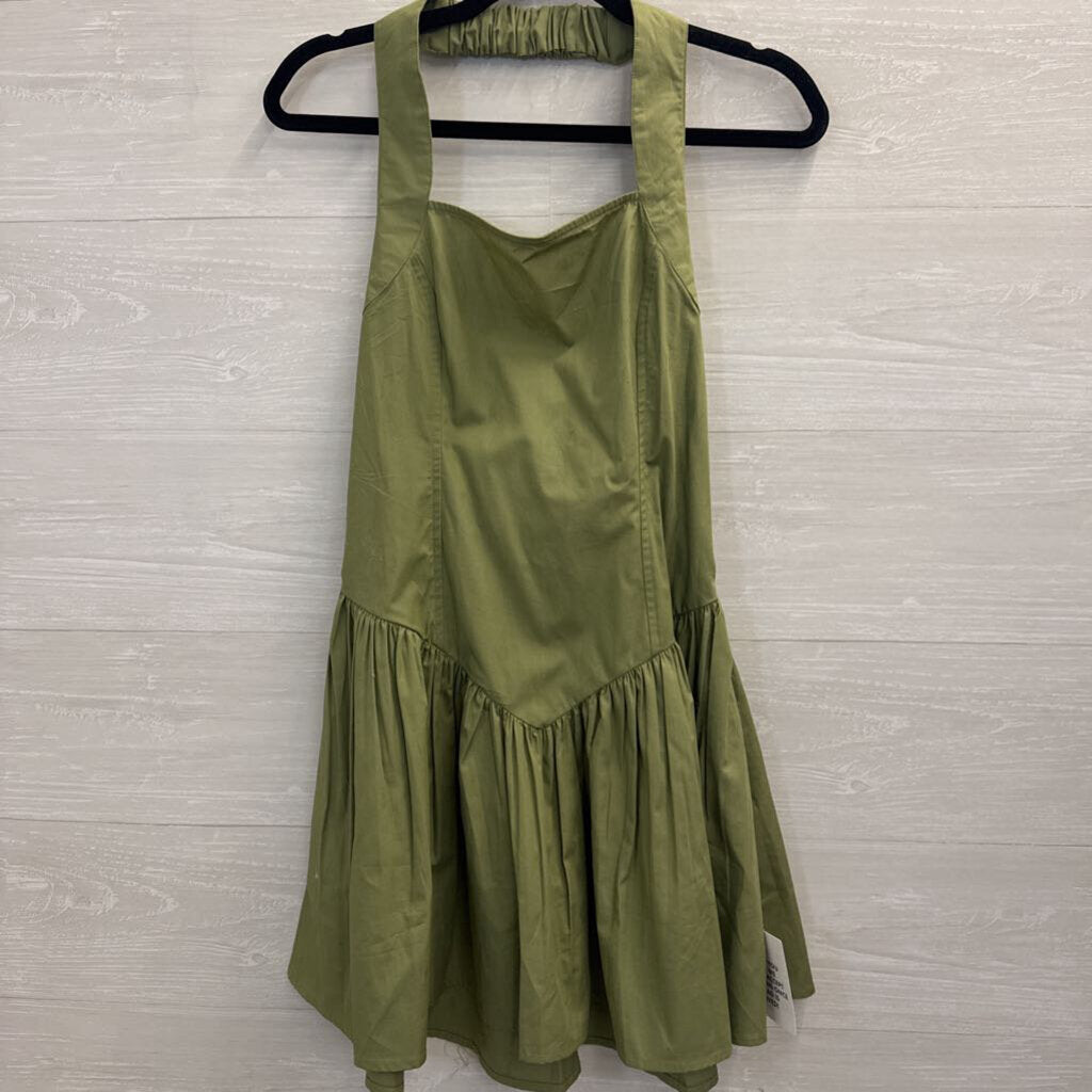Asos Green Cotton Halter Mini Dress 6