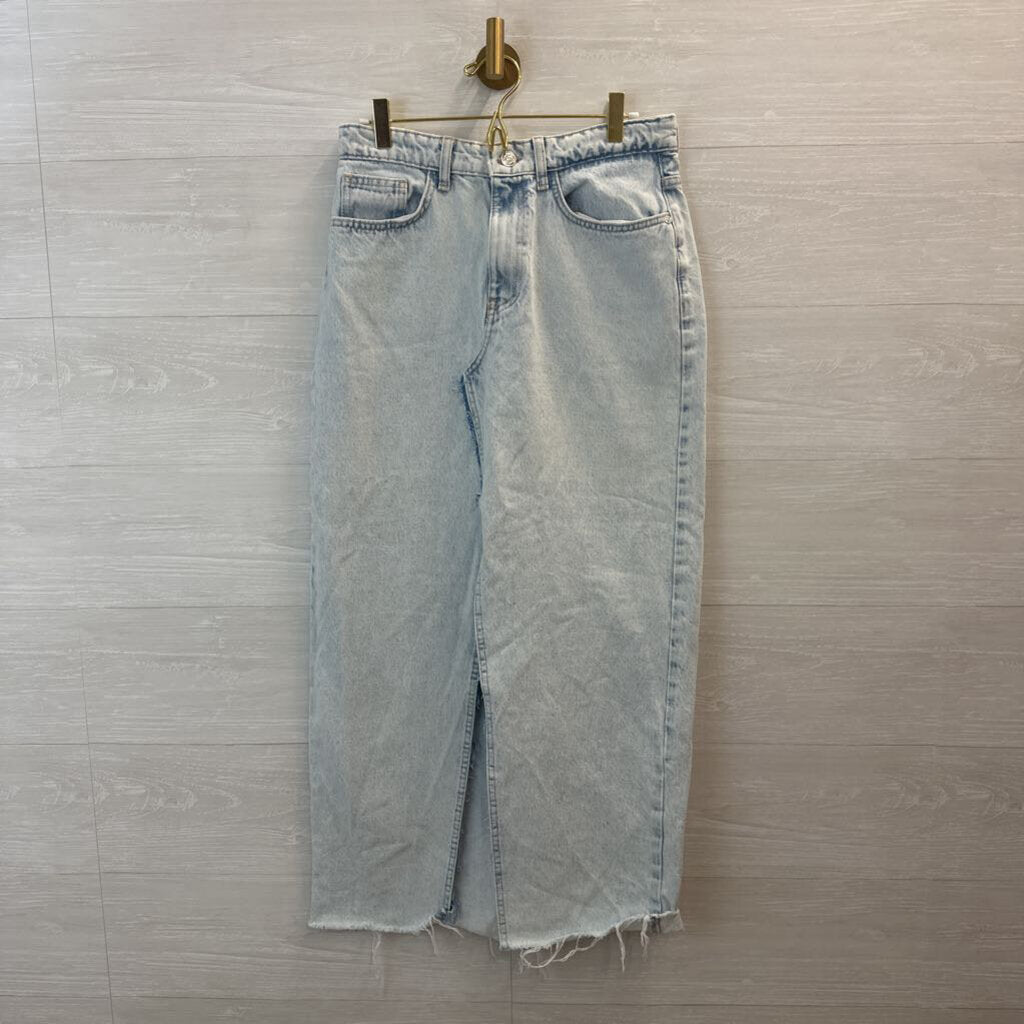 Zara Light Wash Midi Denim Skirt Medium
