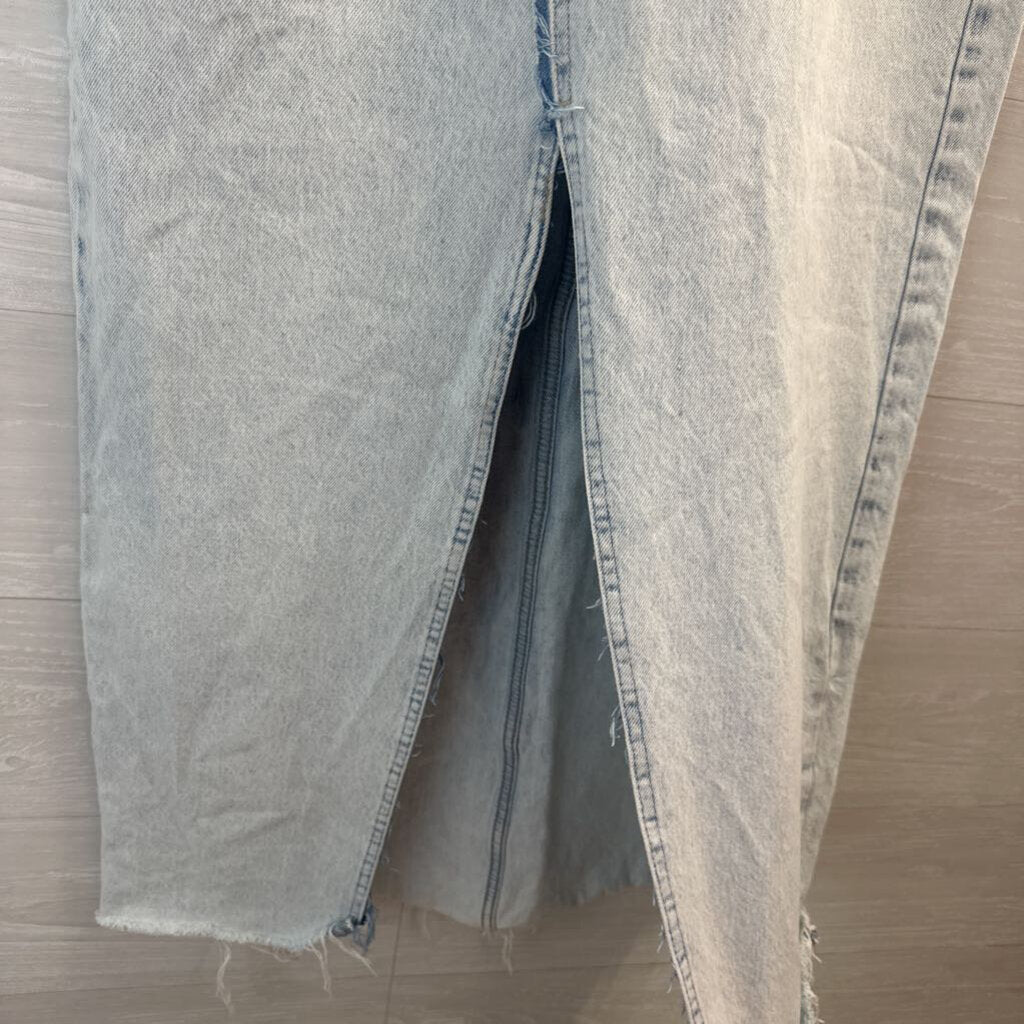 Zara Light Wash Midi Denim Skirt Medium