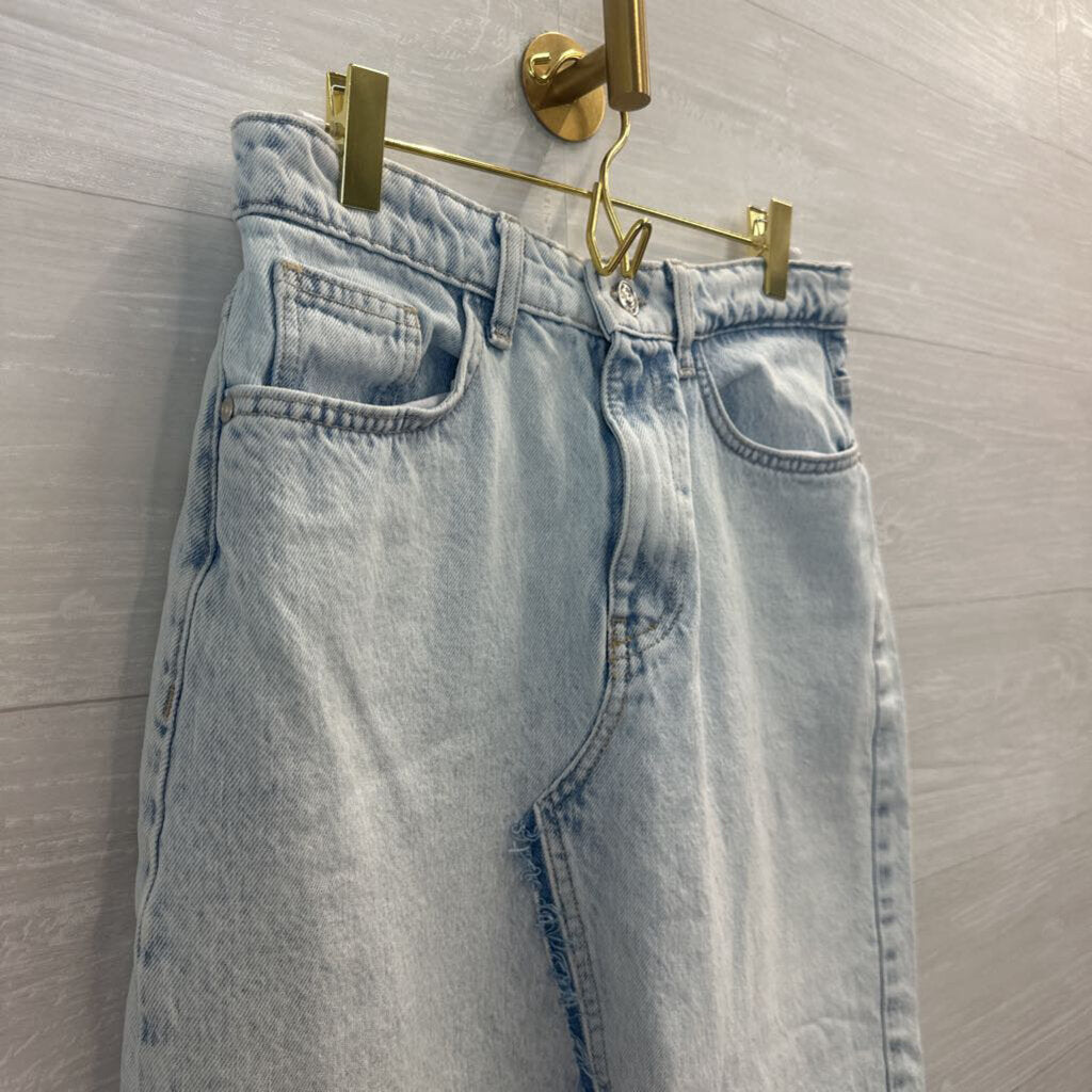 Zara Light Wash Midi Denim Skirt Medium