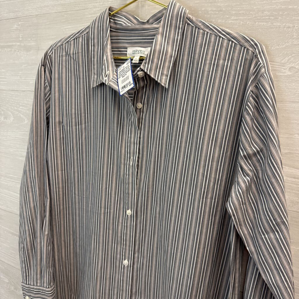 Haven Striped Button Up Shirt Dress Medium