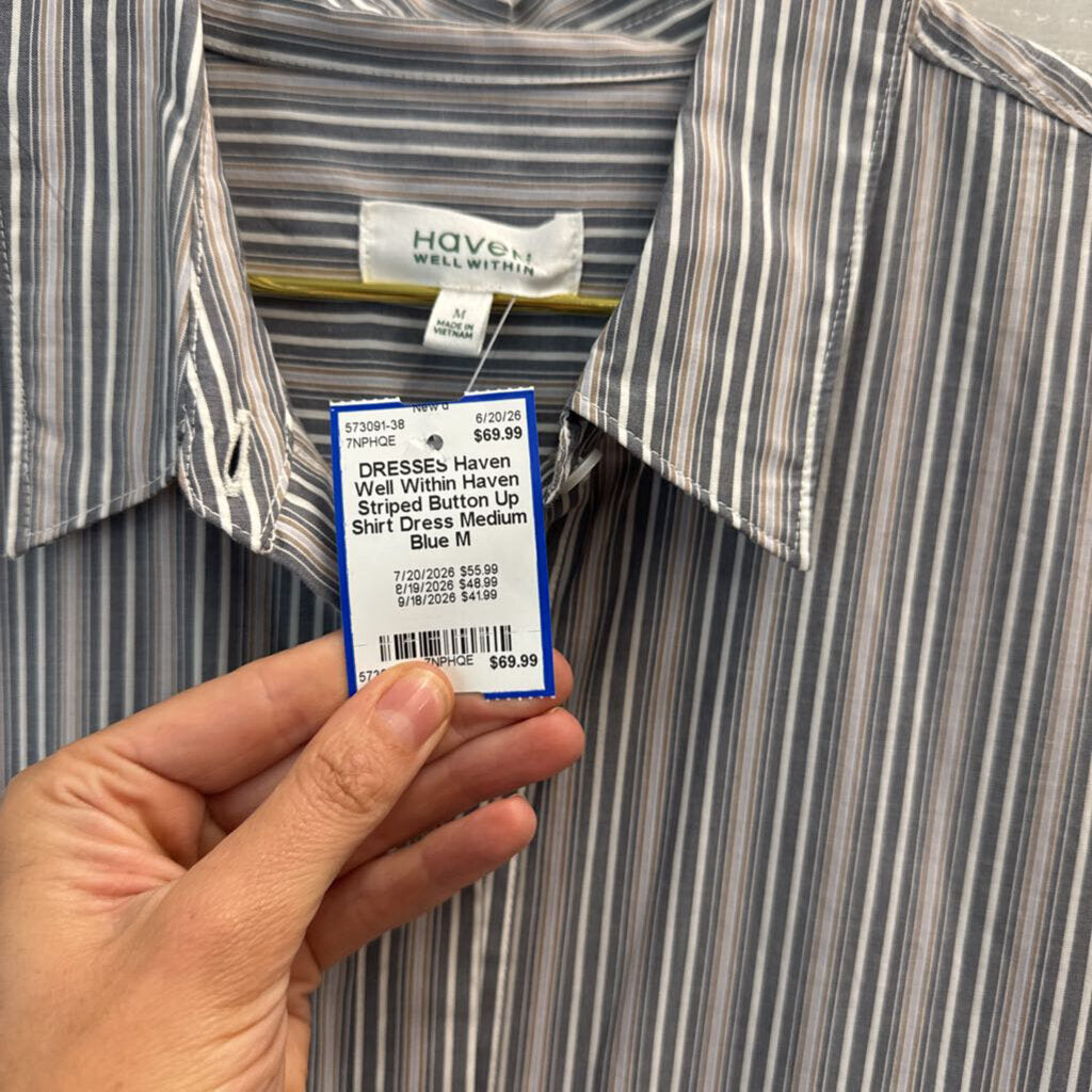 Haven Striped Button Up Shirt Dress Medium