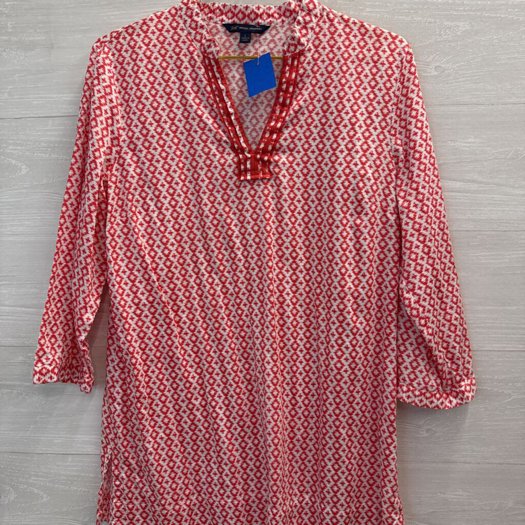 Brooks Brothers Red Printed Tunic Top Large