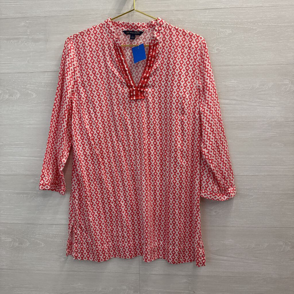 Brooks Brothers Red Printed Tunic Top Large